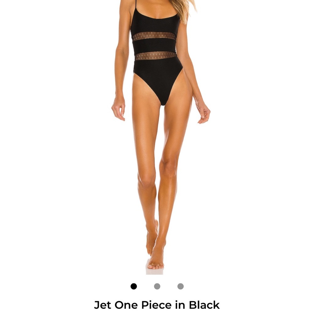 Lovers + Friends Jet Black Mesh One Piece Swimsuit
